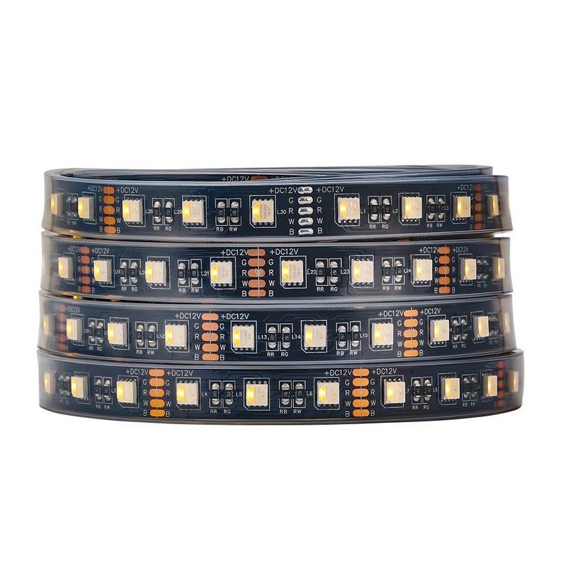 BTF-LIGHTING 5050 RGBW RGB+Warm White(2700K-3000K) 4 Colors in 1 LED Tape Light DC12V 5m 16.4ft 60LED/m Multi-Colored IP67 Black 14mm PCB for Bedroom Kitchen Home Decoration(No Adapter or Controller) - Image 1